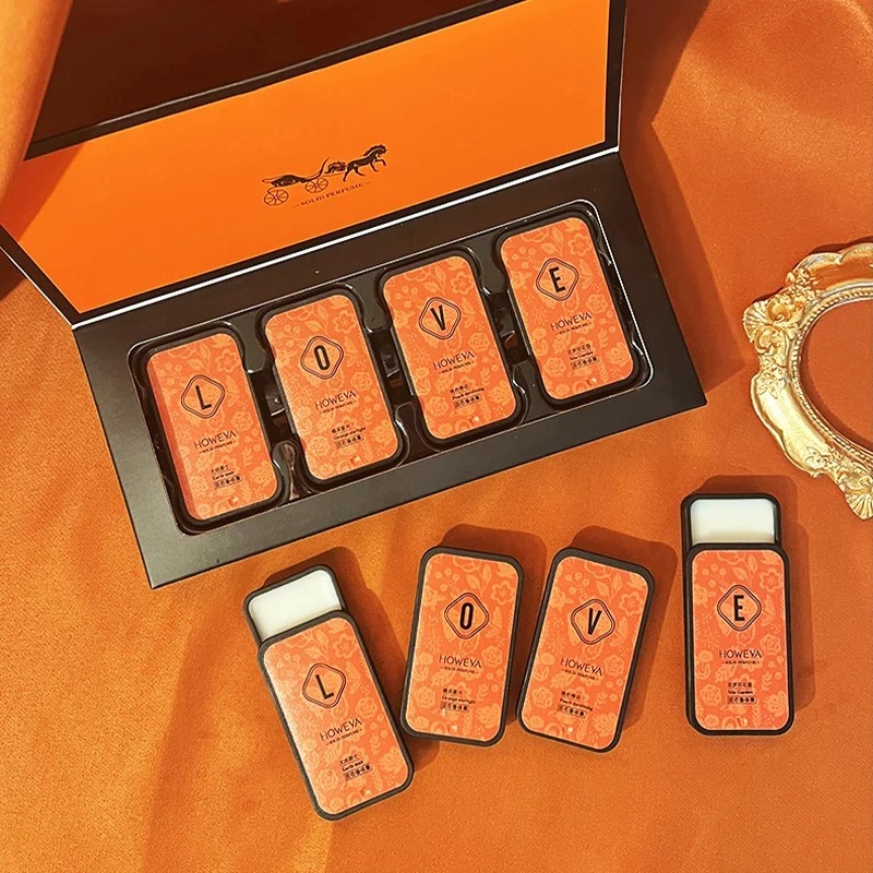 Perfume Fragrance Kit - ชุดน้ำหอมแบบแท่ง 4 ชิ้น, กลิ่นดอกไม้และผลไม้, กลิ่นหอมติดทนนาน, กลิ่นอ่อนโยนและพกพาสะดวก,