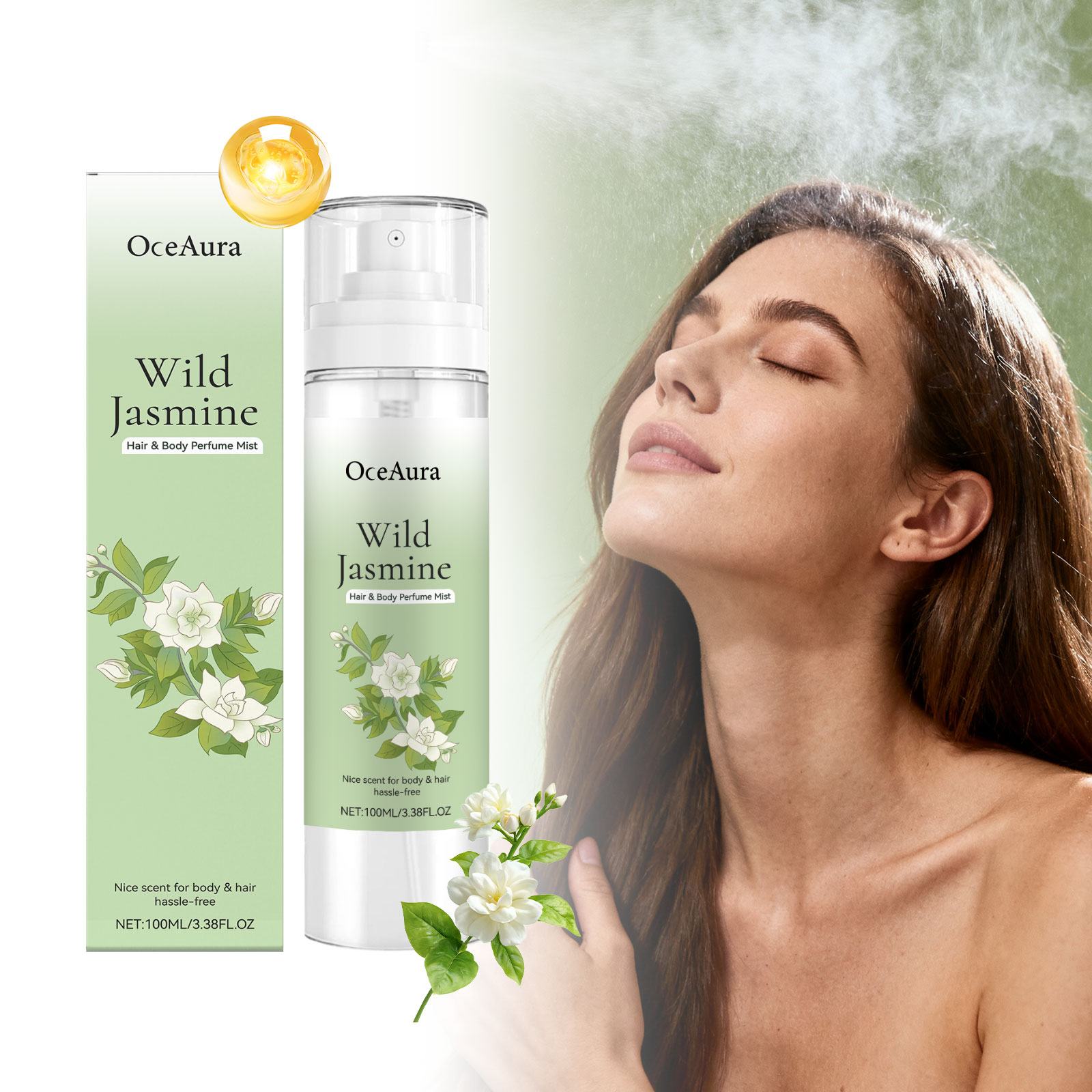Perfume Fragrance Hair Spray - โอเชอรา สเปรย์น้ำหอมสำหรับผิวกาย กลิ่นมะลิ บำรุงและทำให้ผิวนุ่ม หอมติดทนนาน พกพาสะดวก