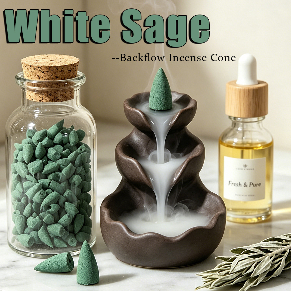 Perfume Fragrance Oils For Candles - กรวยธูปหอมไวท์เสจ กลิ่นหอมธรรมชาติ ผงธูปไวท์เสจ ผสมน้ำมันหอมระเหย กลิ่นหอมเข้มข้น หอมยาวนาน
